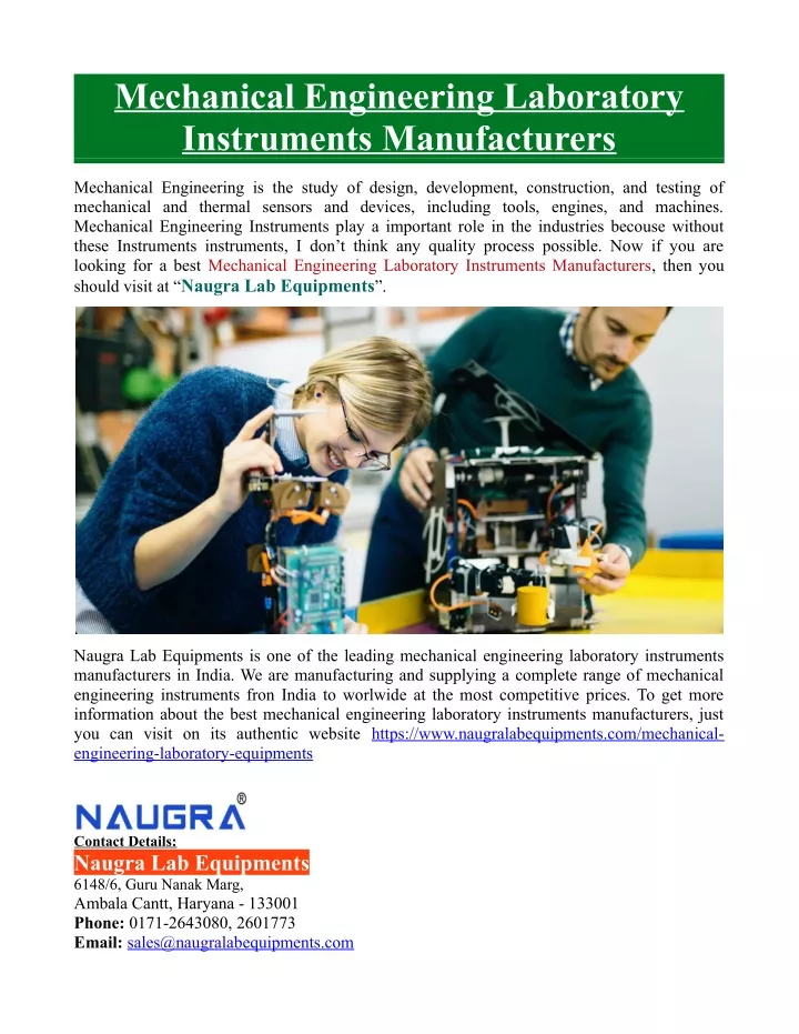 mechanical engineering laboratory instruments