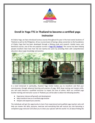 Yoga TTC Thailand