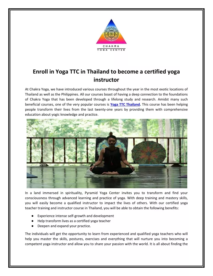 enroll in yoga ttc in thailand to become