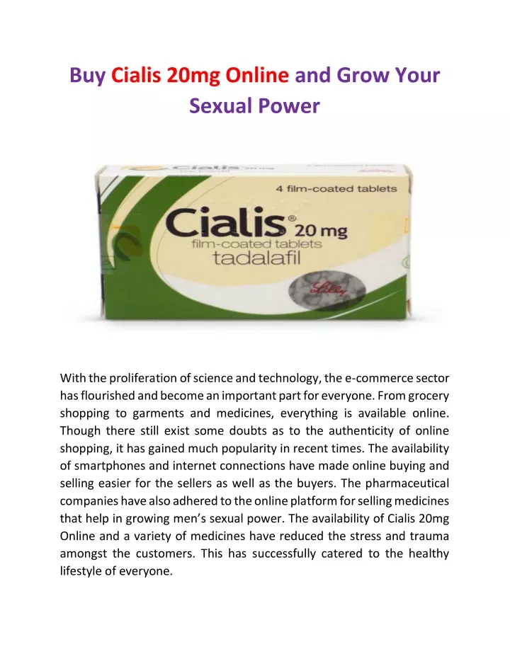 buy cialis 20mg online and grow your sexual power