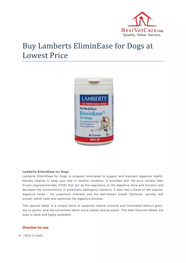 buy lamberts eliminease for dogs at lowest price