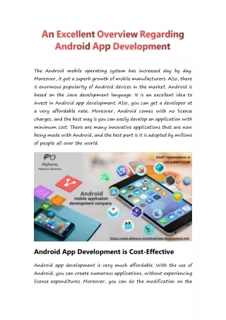 An Excellent Overview Regarding Android App Development