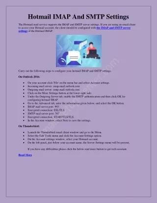 hotmail imap and smtp settings