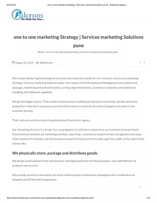 one to one marketing Strategy | Services marketing Solutions pune