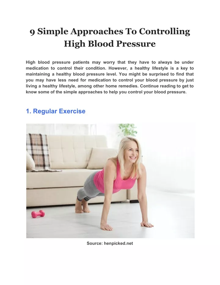 9 simple approaches to controlling high blood