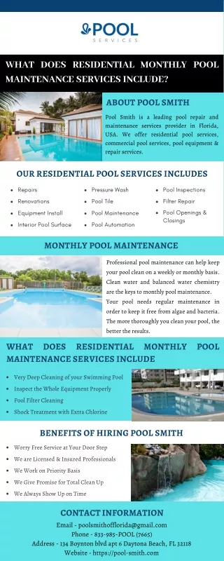 What Does Residential Monthly Pool Maintenance Services Include?