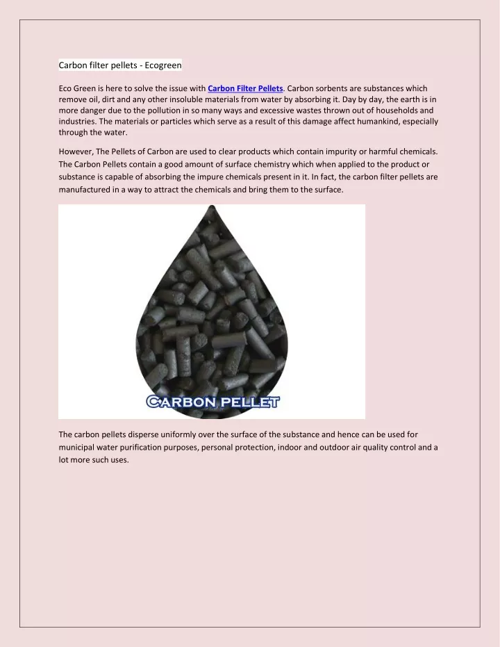 carbon filter pellets ecogreen eco green is here