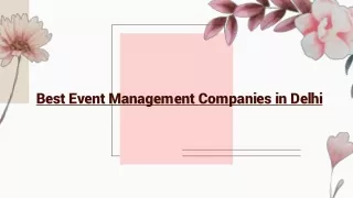 Best Event Management Companies in Delhi