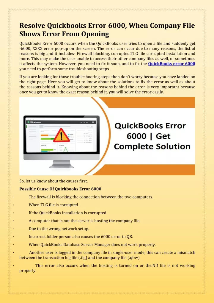 resolve quickbooks error 6000 when company file