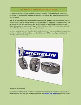 THE SELF SEAL TECHNOLOGY BY MICHELIN