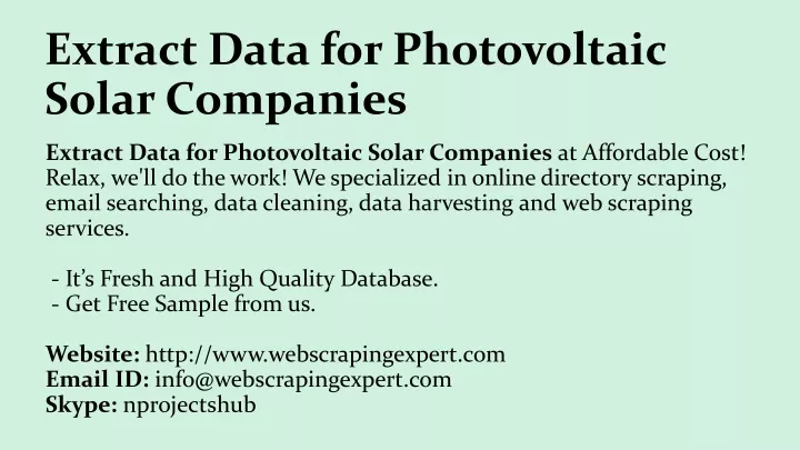 extract data for photovoltaic solar companies