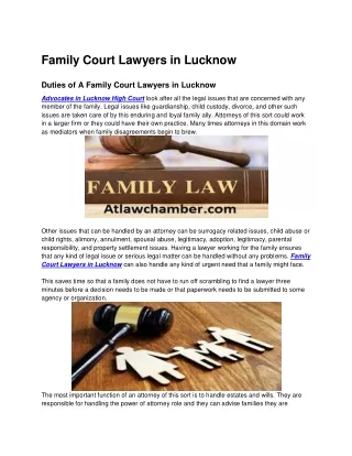 Duties of A Family Court Lawyers in Lucknow
