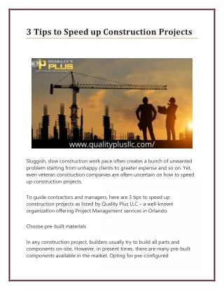 3 Tips to Speed Up Construction Projects