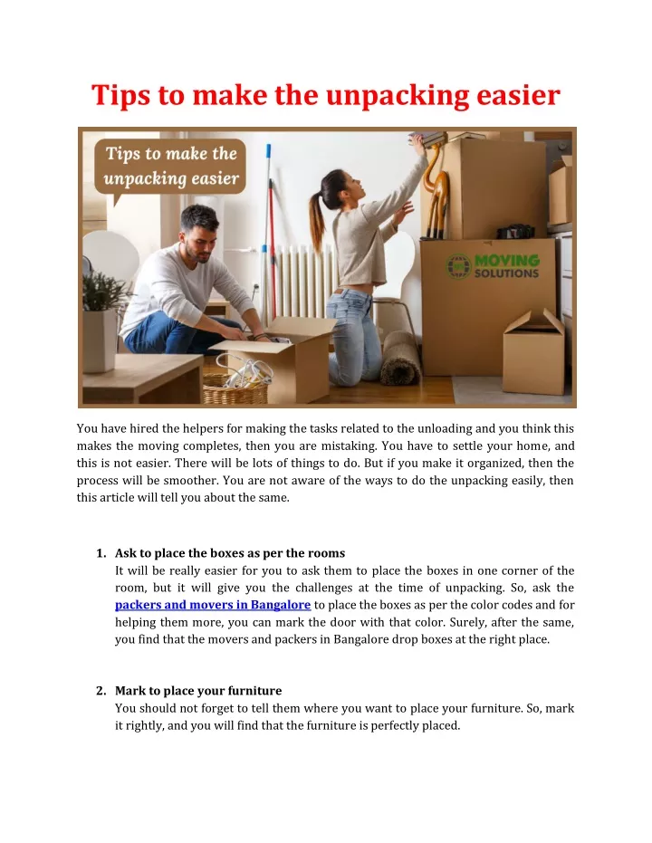 tips to make the unpacking easier