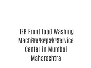 IFB Top load Washing Machine Repair Service Center in Mumbai Maharashtra