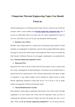 5 important thermal engineering topics you should