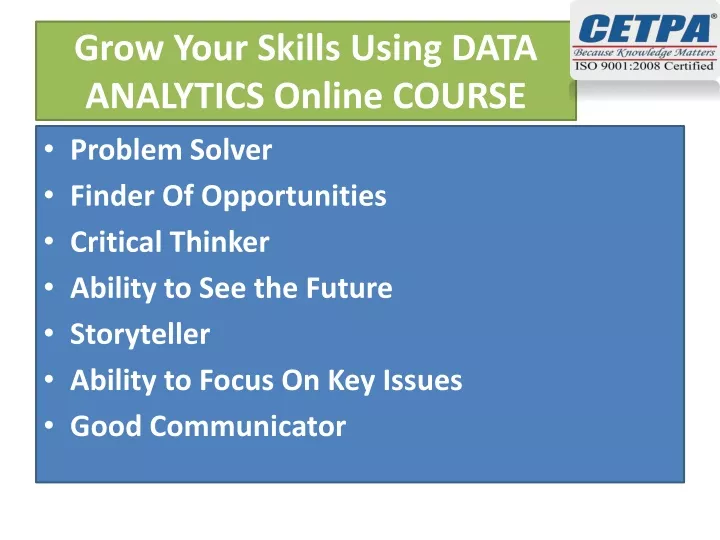 grow your skills using data analytics online course