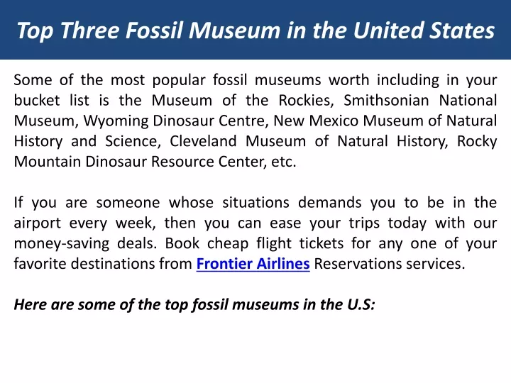 top three fossil museum in the united states