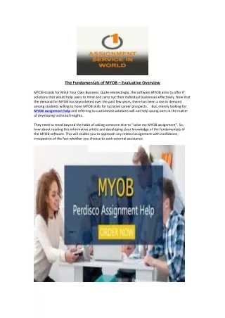 The Fundamentals of MYOB – Evaluative Overview