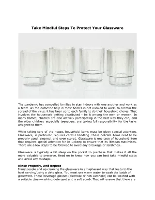 Take Mindful Steps To Protect Your Glassware