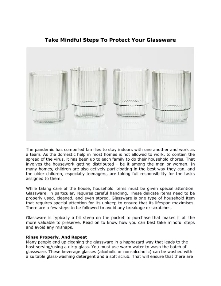 take mindful steps to protect your glassware