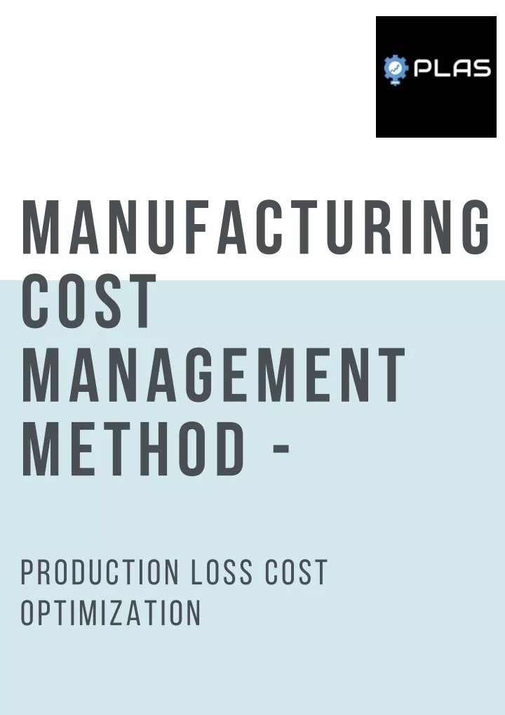 manufacturing cost management method
