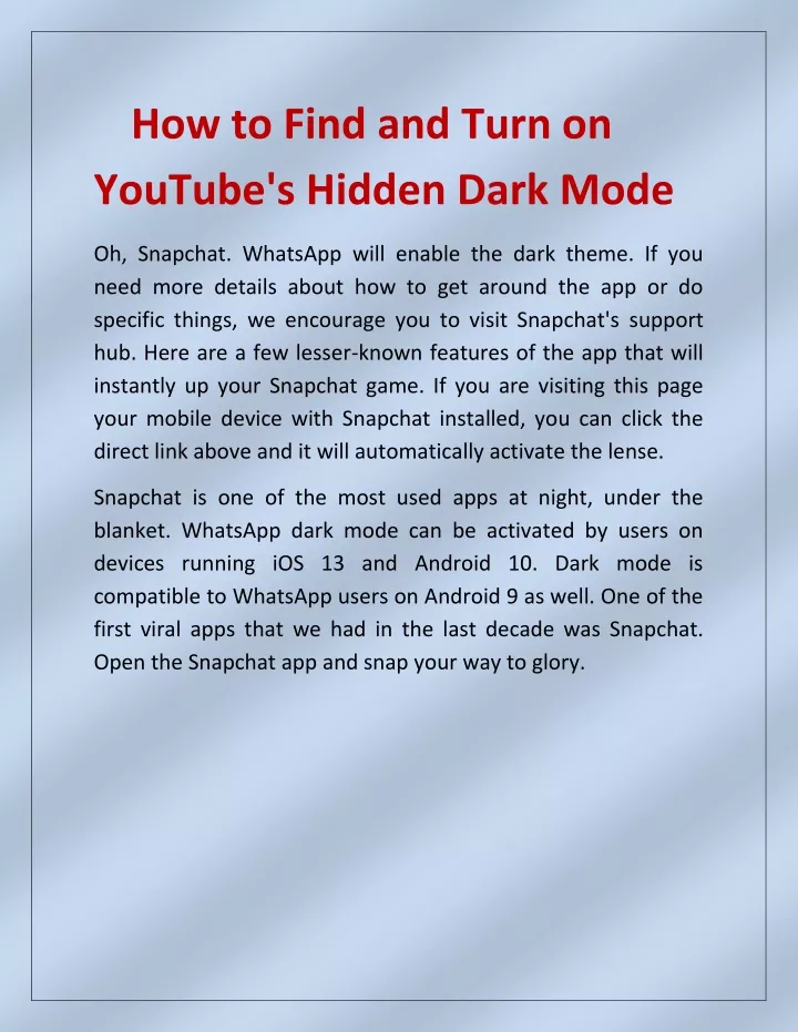 how to find and turn on youtube s hidden dark mode