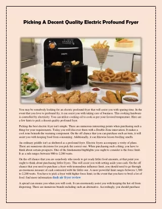picking a decent quality electric profound fryer