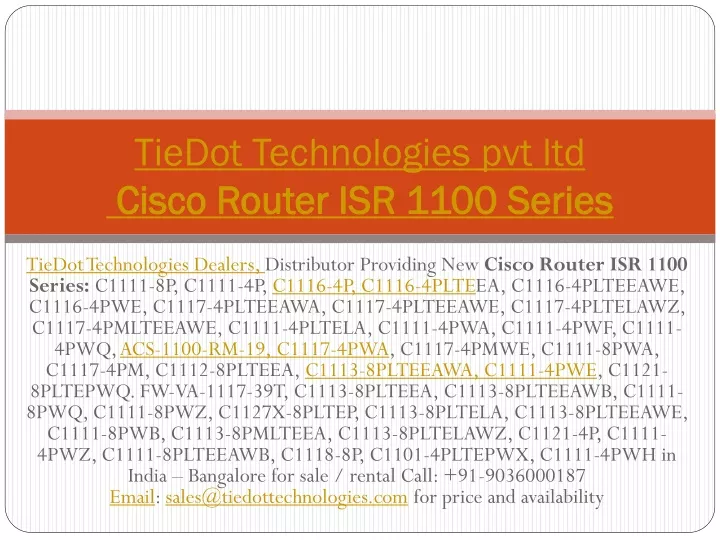 tiedot technologies pvt ltd cisco router isr 1100 series