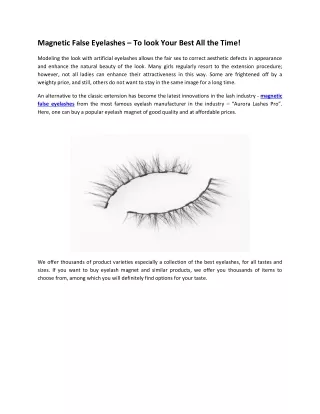 Magnetic False Eyelashes – To look Your Best All the Time!