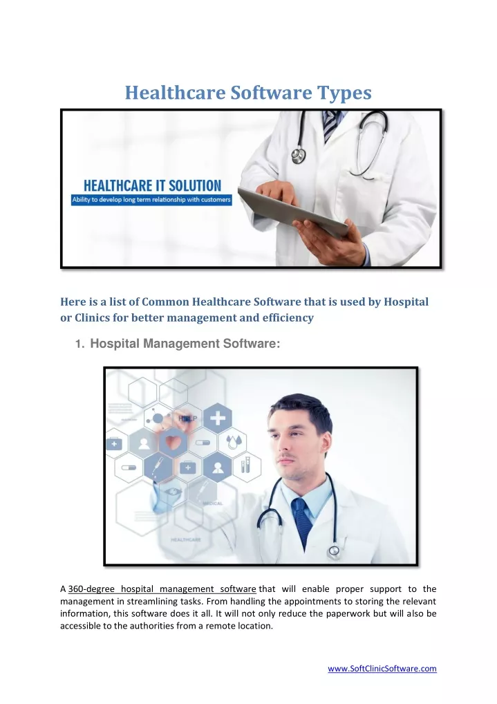 healthcare software types