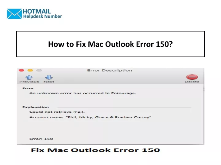 how to fix mac outlook error 150