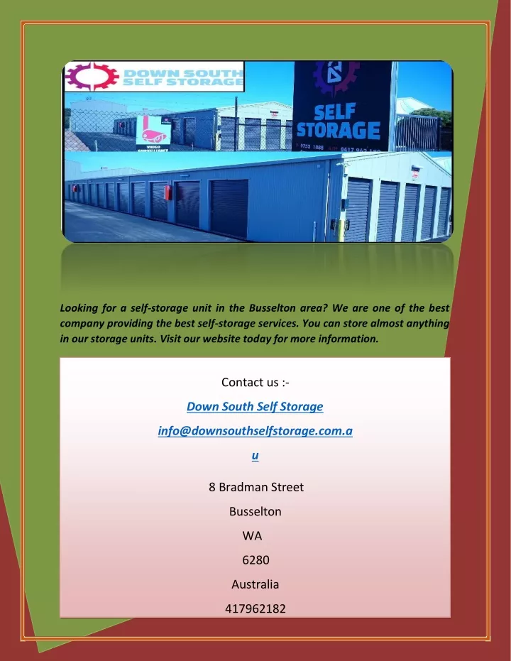 looking for a self storage unit in the busselton