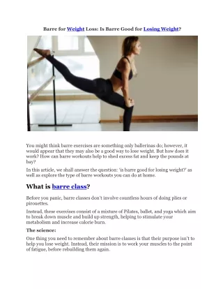 Barre for Weight Loss: Is Barre Good for Losing Weight?