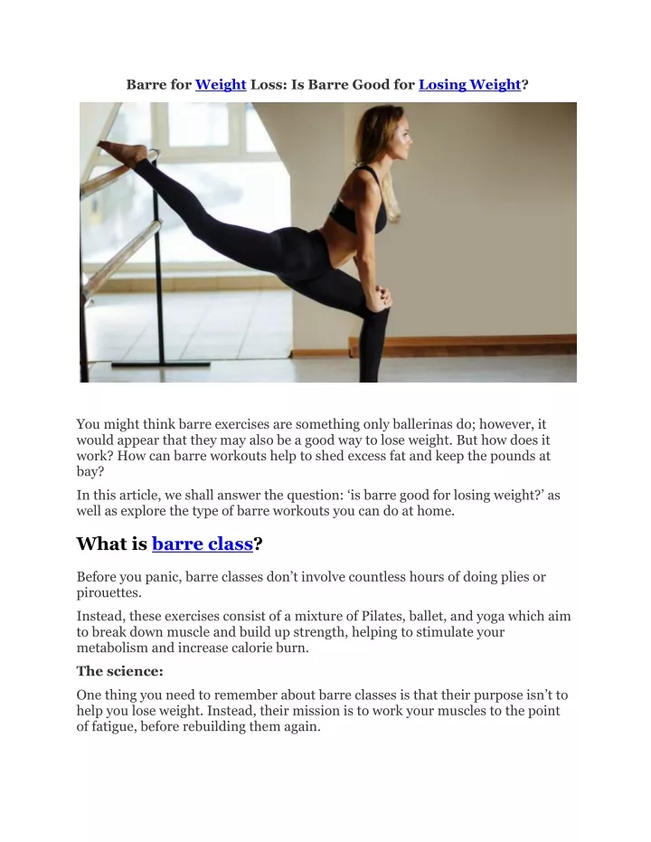 barre for weight loss is barre good for losing