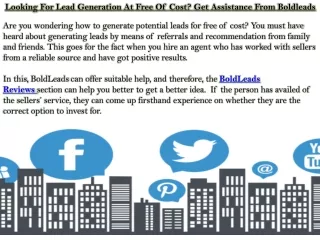 Looking For Lead Generation At Free Of Cost? Get Assistance From Boldleads