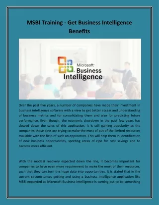 msbi training get business intelligence benefits