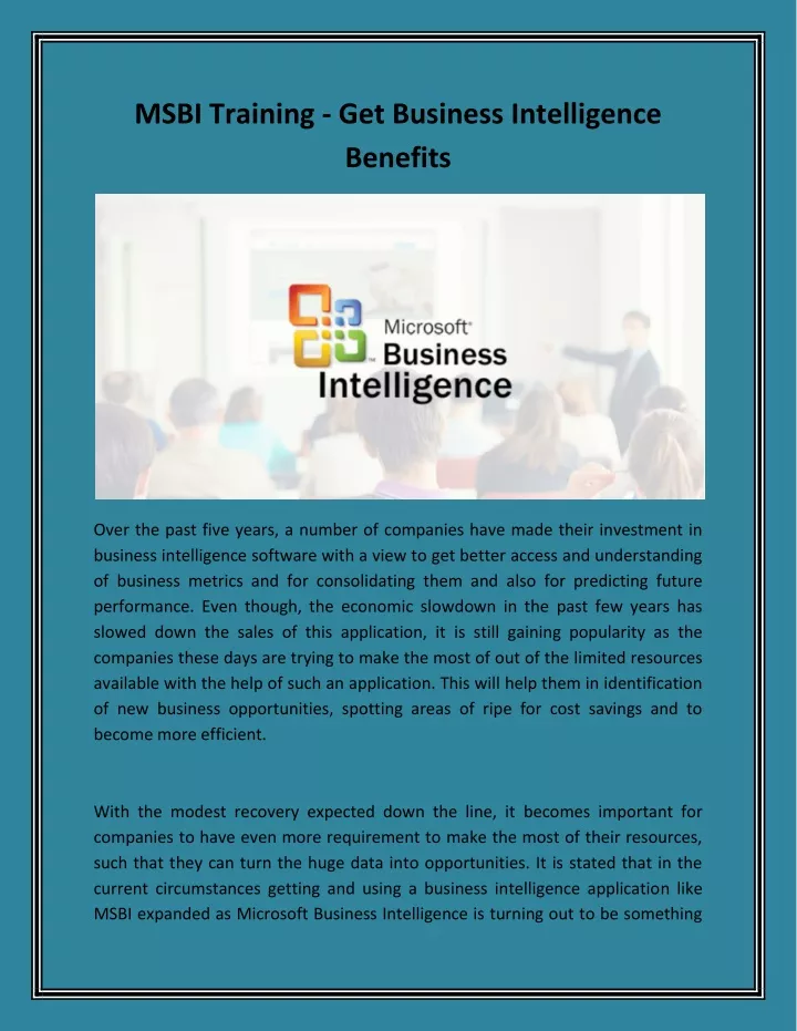msbi training get business intelligence benefits