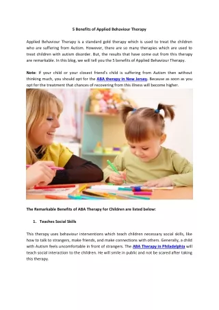 5 benefits of applied behaviour therapy
