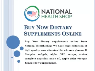 Buy Now Dietary Supplements Online – National Health Shop