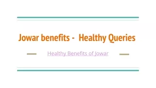 Jowar benefits - Healthy Queries