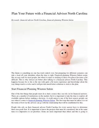 plan your future with a financial advisor north