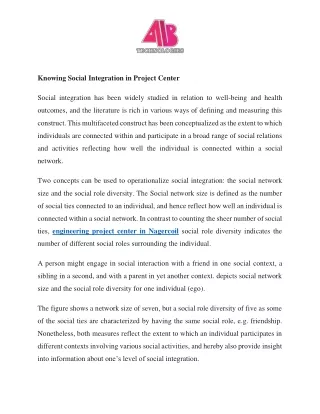 knowing social integration in project center