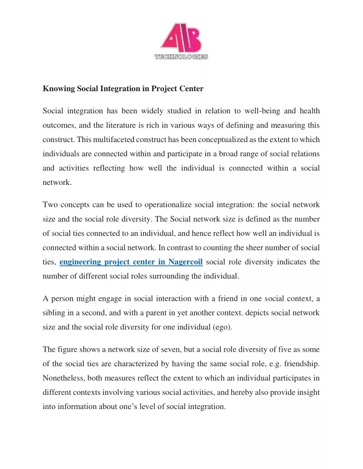 knowing social integration in project center