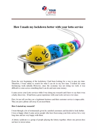 How I Made My Lockdown Better With Your Lotto Service