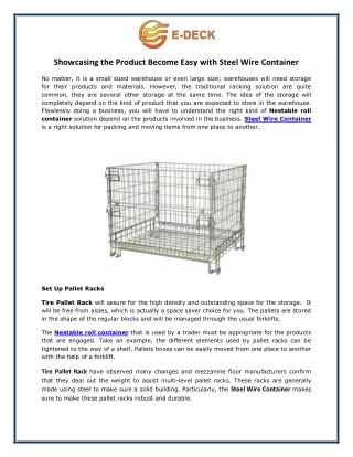 showcasing the product become easy with steel