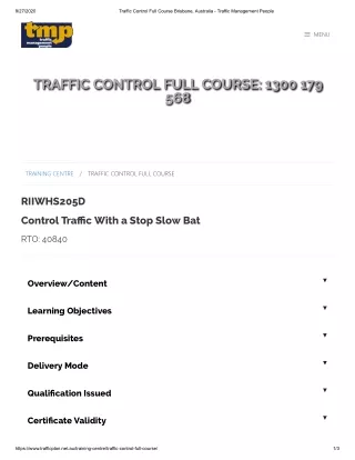 Traffic Control Full Course Brisbane, Australia - Traffic Management People