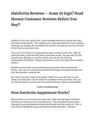 Hairfortin Reviews – Scam Or legit? Read Honest Customer Reviews Before You Buy!!