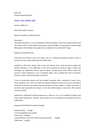 basic info product name aspartame