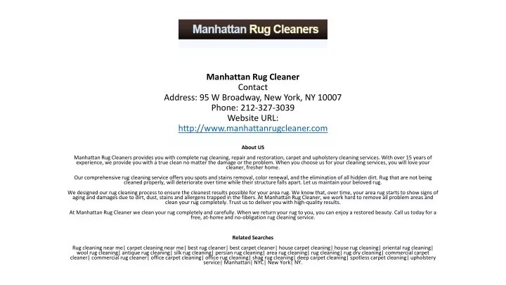 manhattan rug cleaner contact address